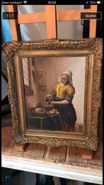 Antiek schilderij van het melkmeisje van Vermeer., Antiek en Kunst, Ophalen of Verzenden