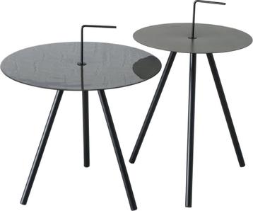 Boltze Tobo Bijzettafel-set 2 stuks 35x52/45x58 cm Zwart/Kak beschikbaar voor biedingen