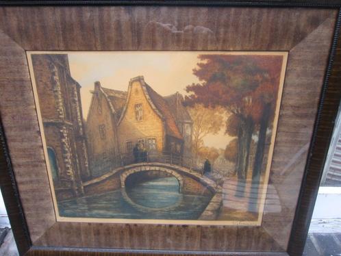 Leo FRANSSEN(P.Scheen) Pr.Kleur ets, Vrouwenregt DELFT, Antiek en Kunst, Kunst | Etsen en Gravures, Ophalen