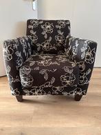 Zwart-wit gebloemde fauteuil, Ophalen, Gebruikt, Minder dan 75 cm, 75 tot 100 cm