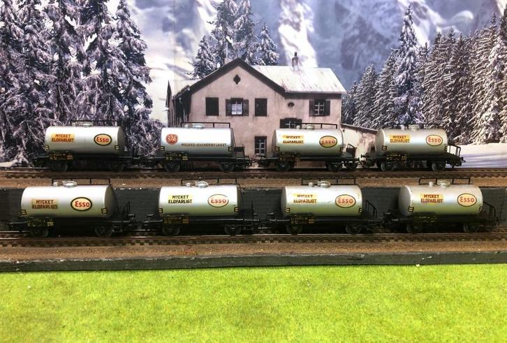 Märklin 4524 + 4528 - 8x zweedse ketel wagons SJ, Hobby en Vrije tijd, Modeltreinen | H0, Gebruikt, Wagon, Wisselstroom, Märklin