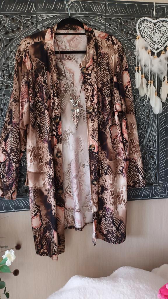 Fabrique en France Vest - Maat 48 - Travelstof Print, Kleding | Dames, Jasjes, Kostuums en Pakken, Nieuw, Jasje, Maat 46/48 (XL) of groter