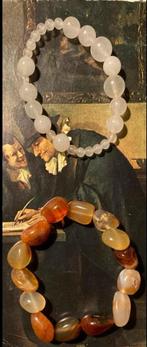 2 armbanden Rozenkwarts en agaat, Ophalen of Verzenden, Zo goed als nieuw, Elastiek