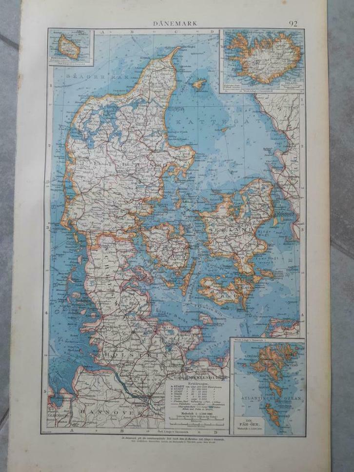 92 / Denenmarken IJsland  Faröer eilanden Litho uit 1899, Antiek en Kunst, Kunst | Litho's en Zeefdrukken, Ophalen of Verzenden