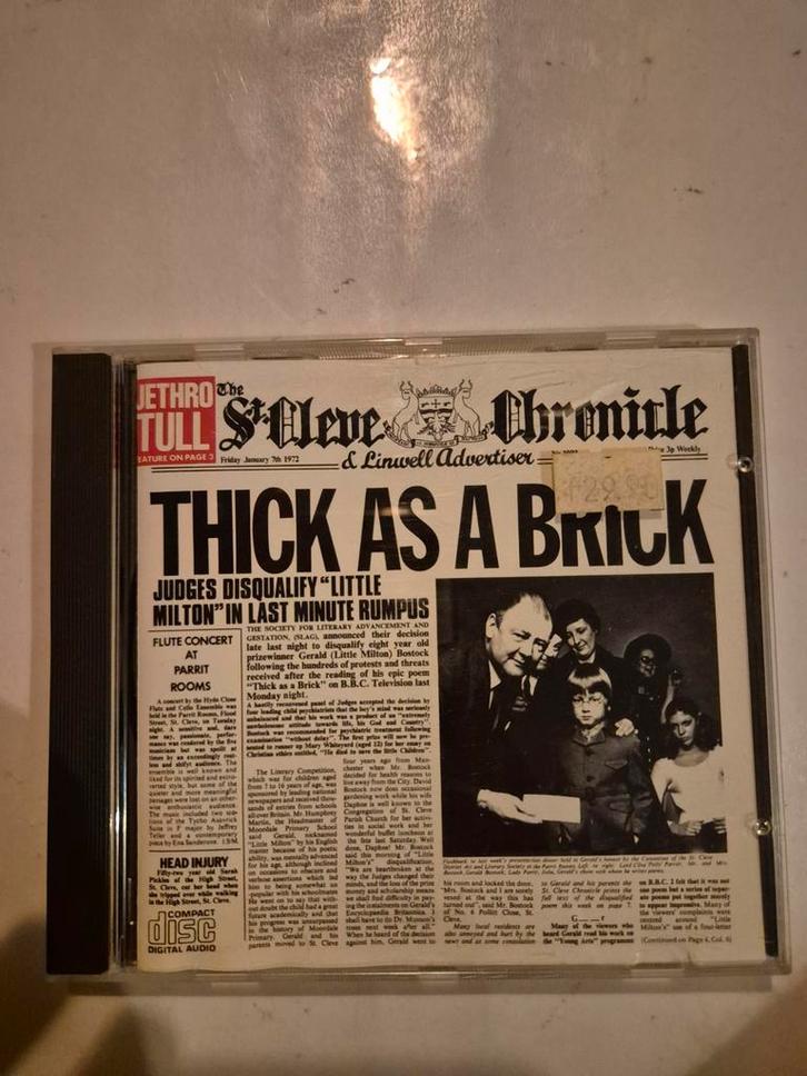 Jethro Tull - Thick as a brick. Cd. 1972, Cd's en Dvd's, Cd's | Rock, Gebruikt, Progressive, Ophalen of Verzenden