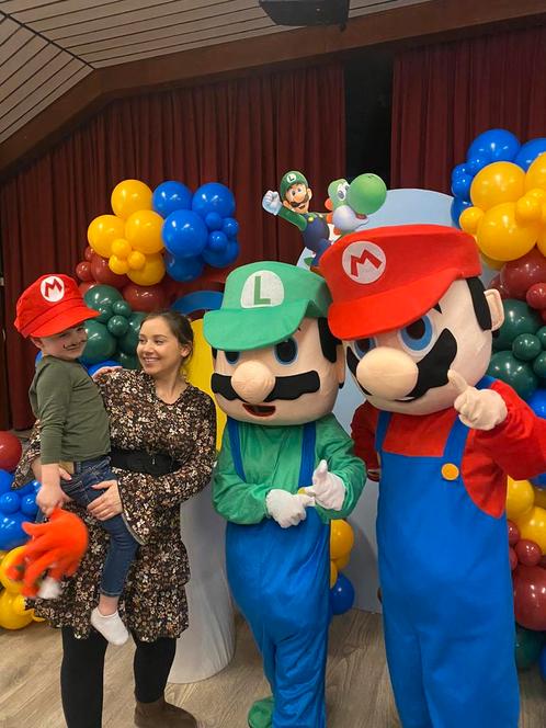 Super Mario en Luigi mascotte met acteur op jouw feestje!, Hobby en Vrije tijd, Feestartikelen | Verhuur, Zo goed als nieuw, Ophalen of Verzenden