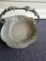 Antieke Tinnen Fruitschaal met Roosmotief, Antiek en Kunst, Antiek | Tin, Ophalen of Verzenden