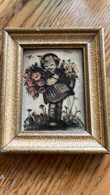 Meisje met bloemen 15x18,5 cm beschikbaar voor biedingen