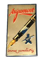 Duits blik reclamebordje deurpostje Vulpen Argument Berlin, Ophalen of Verzenden, Gebruikt, Reclamebord