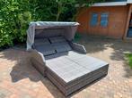 Ligbed met kussen 2-persoons poly rattan grijs VidaXL, Tuin en Terras, Ligbedden, Ophalen, Zo goed als nieuw