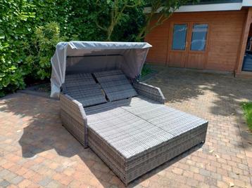 Ligbed met kussen 2-persoons poly rattan grijs VidaXL beschikbaar voor biedingen