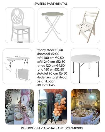 Tafels en stoelen VERHUUR! beschikbaar voor biedingen
