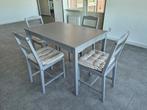 IKEA HAUGA tafel + 4 stoelen, Ophalen, 100 tot 150 cm, 50 tot 100 cm, Zo goed als nieuw
