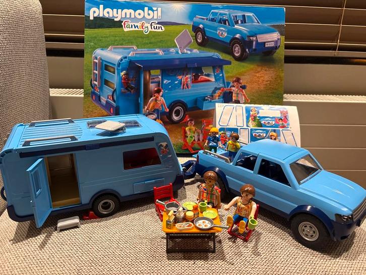 Playmobil 9502 Familiecamper pick-up compleet in nieuwstaat, Kinderen en Baby's, Speelgoed | Playmobil, Zo goed als nieuw, Complete set
