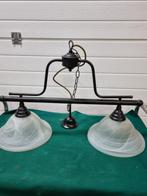 -	Hanglamp met twee schalen zwart en glas, Huis en Inrichting, Lampen | Hanglampen, Ophalen of Verzenden, 'T Olde Gre-j, Info@toldegrej.nl