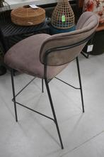 2 x luxe barstoel Maud metaal stof velvet bruin barkruk, Huis en Inrichting, Barkrukken, Ophalen, Met voetsteun, 60 tot 90 cm