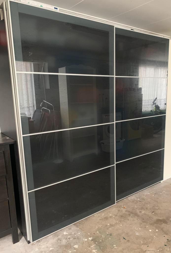 Ikea pax kast met glazen schuifdeuren, Huis en Inrichting, Kasten | Kledingkasten, Gebruikt, 200 cm of meer, 200 cm of meer, 50 tot 75 cm