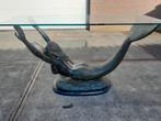 Bronzen Zeemeermin Salontafel met Glazen Blad, Antiek en Kunst, Ophalen of Verzenden