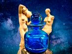 Mdina glas Malta blauw gesigneerd fles met stolp, Verzenden