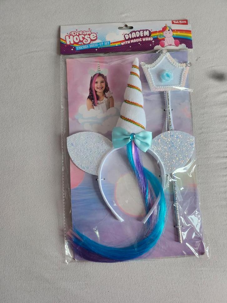 Unicorn Haarband + Toverstaf - NIEUW, Hobby en Vrije tijd, Feestartikelen, Nieuw, Overige typen, Carnaval, Ophalen of Verzenden