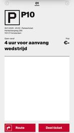 Parkeren ajax excelsior, Tickets en Kaartjes, Eén persoon, November