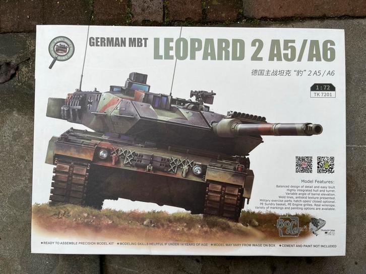 Border Model 1/72 Leopard 2A5/A6 Tank Bouwdoos, Hobby en Vrije tijd, Modelbouw | Auto's en Voertuigen, Nieuw, 1:50 of kleiner