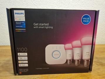 Philips Hue Starterkit - 3 Lampen - E27 - Wit en Gekleurd beschikbaar voor biedingen