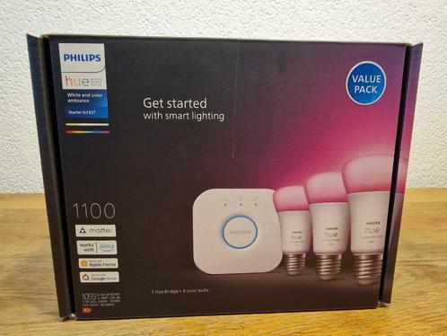 Philips Hue Starterkit - 3 Lampen - E27 - Wit en Gekleurd, Huis en Inrichting, Lampen | Losse lampen, Nieuw, Led-lamp, Minder dan 30 watt