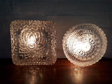 Vintage retro plafonniere plafondlamp wandlamp glas jaren 60 beschikbaar voor biedingen