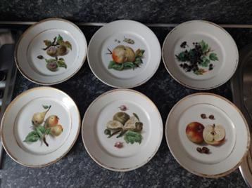 6 Antieke  fruitbordjes beschikbaar voor biedingen