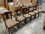 6 eetkamerstoelen vintage brocante eiken met stof SAMEN €110, Antiek en Kunst, Ophalen of Verzenden