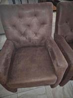4 Bruine suedine stoelen, Huis en Inrichting, Fauteuils, Gebruikt, 75 tot 100 cm, Ophalen of Verzenden, 75 tot 100 cm