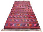 Handmade Persian wool Kelim carpet Neon reversible 154x300cm, Gebruikt, 150 tot 200 cm, 200 cm of meer, Ophalen of Verzenden