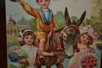 frankrijk 1910 relief kinderen met ezel en bloemen, Ophalen, Voor 1920, Gelopen, Sterren en Beroemdheden