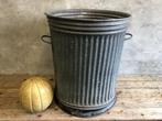 Grote zinken ribbelton | plantenbak | prullenbak | stadstuin, Tuin, Gebruikt, Minder dan 60 cm, Rond
