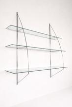 Vintage wandrek Ikea met chroom en glazen planken, Ophalen, Gebruikt, X, X