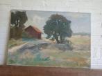 landschap olieverf op doek, gesigneerd U. Hubert., Antiek en Kunst, Ophalen