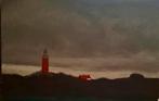 Vuurtoren Texel olie op paneel, Antiek en Kunst, Ophalen of Verzenden