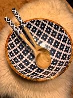 Mangohouten Saladeschaal met Couvert - Handgemaakt, Huis en Inrichting, Ophalen of Verzenden, Nieuw