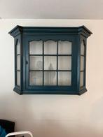 Antiek blauwe vitrinekast, 136x106cm, Ophalen, Gebruikt, 100 tot 150 cm, 25 tot 50 cm