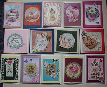 Set van 25x zelfgemaakte wenskaarten zonder tekst (N) beschikbaar voor biedingen