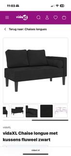 vidaXL Chaise Longue Fluweel Zwart, Ophalen, Eenpersoons, Nieuw, 75 tot 100 cm