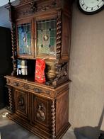 Mooie Antieke Kast met Glas in Lood, Huis en Inrichting, Kasten | Buffetkasten, Ophalen, Gebruikt, 100 tot 150 cm, Met lade(s)