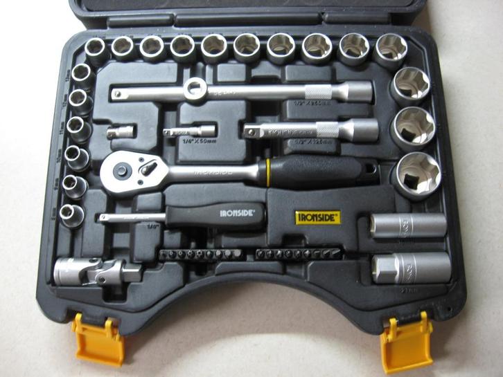 Dopsleutelset ratelset topkwaliteit Ironside ongebruikte set, Auto diversen, Autogereedschap, Zo goed als nieuw, Ophalen of Verzenden