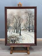 Winters Landschap met Bomen en Huis, Antiek en Kunst, Kunst | Schilderijen | Klassiek, Ophalen of Verzenden