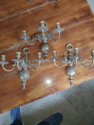 Antieke Kandelaars Set van 3 beschikbaar voor biedingen