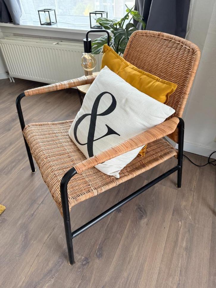 IKEA stoel ULRIKSBERG faut rotan/antraciet, Huis en Inrichting, Fauteuils, Zo goed als nieuw, Riet of Rotan, 50 tot 75 cm, Minder dan 75 cm