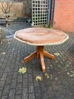 Ronde houten eettafel met touwrand, Huis en Inrichting, Tafels | Eettafels, Ophalen, Gebruikt, Rond, Vier personen