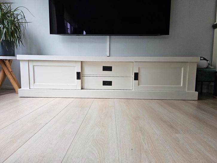 Witte TV-meubel, Huis en Inrichting, Kasten | Televisiemeubels, Gebruikt, Minder dan 100 cm, 150 tot 200 cm, 25 tot 50 cm, Overige houtsoorten