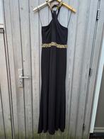 Elegante zwarte avondjurk met gouden details - Maat M, Maat 38/40 (M), Zwart, Ophalen of Verzenden, Zo goed als nieuw